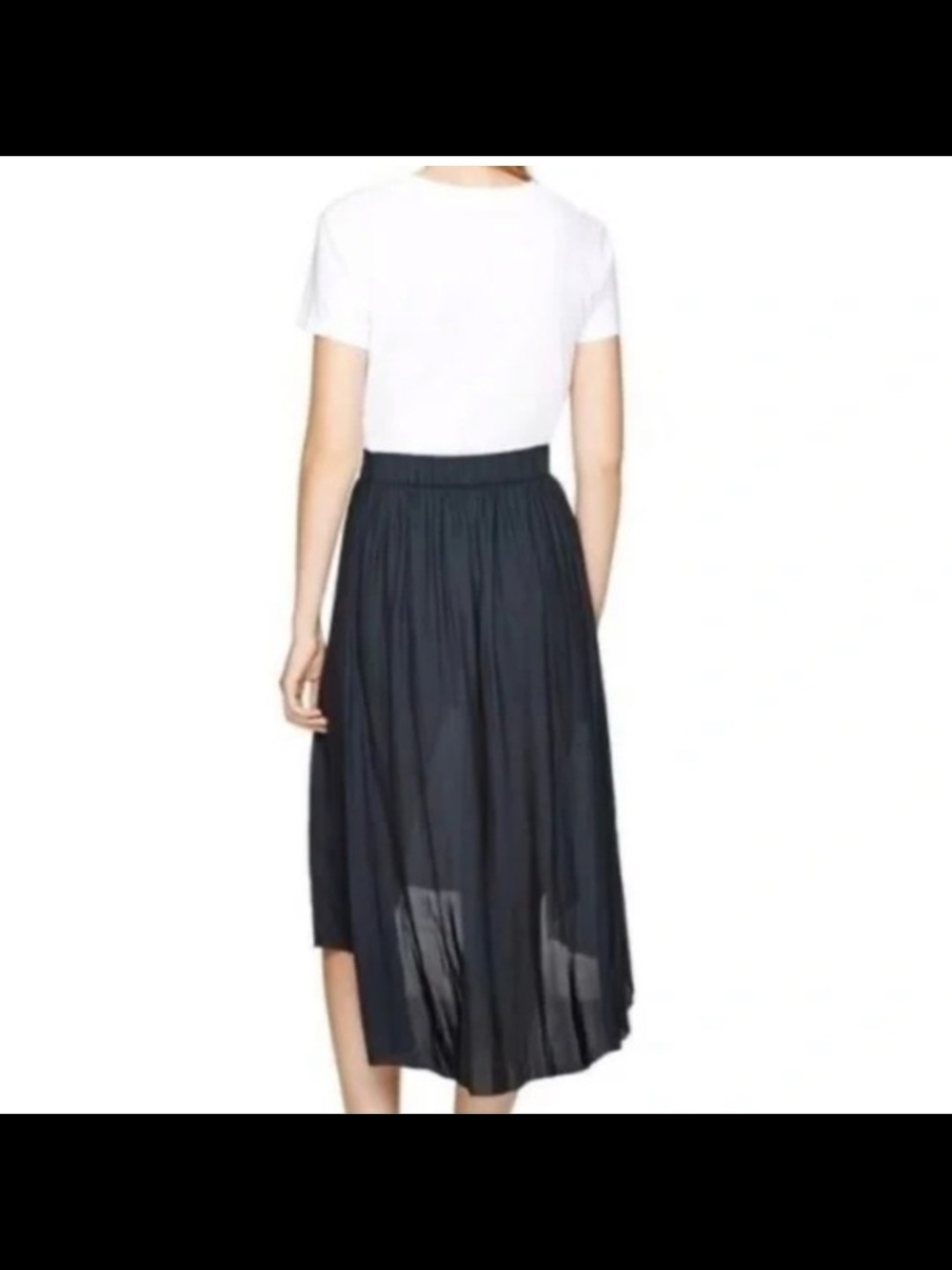 Black Women's High-Low Pleated Skirt